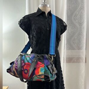 Desigual Multicolor Satchel with Black and Blue Straps, VGUC
